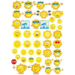 Güneş Sticker Set 24 Parça Telefon, Tablet, Defter, Laptop Sticker