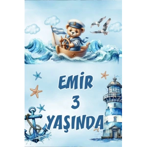 Denizci Ayıcık Temalı Doğum Günü Afişi -5 50X70 cm