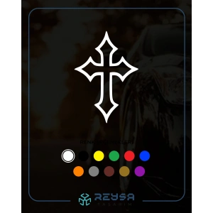 Haç İşareti Araba Sticker 17x17 Cm Beyaz