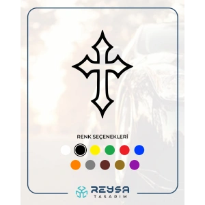 Haç İşareti Araba Sticker 17x17 Cm Siyah