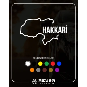 Hakkari Harita Araba Sticker 17x17 Cm Beyaz