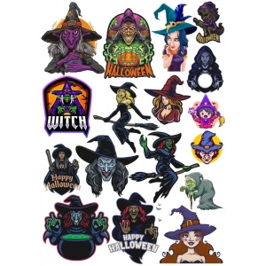 Hallowen Cadı Sticker Set 20 Parça Telefon, Tablet, Defter, Laptop Sticker