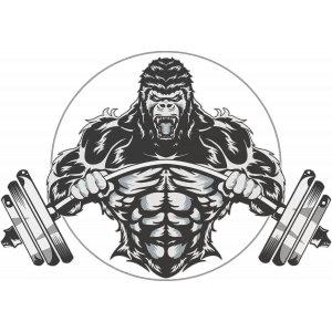 Halter Kaldıran Goril Sticker 10x10 cmRenkli Sticker