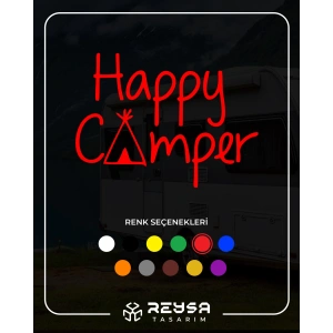Happy Camper Sticker 17x17 Cm Kırmızı