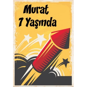 Havai Fişek Doğum Günü Afişi 100X150 cm