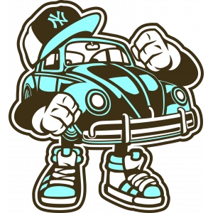 Havalı Araba Sticker 10x10 cmRenkli Sticker