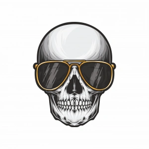 Havalı Kurukafa Sticker 10x10 cmRenkli Sticker