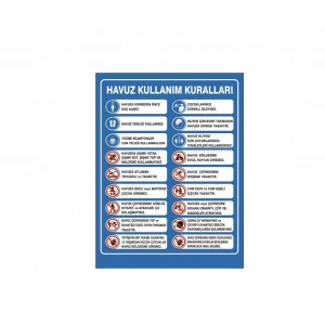 Havuz Kullanım Kuralları Sticker 20X28 Cm
