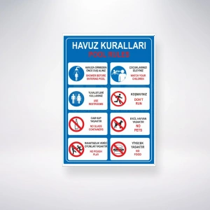 Havuz Kuralları Sticker 20X28 Cm