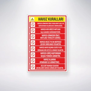 Havuz Kuralları Sticker 20X28 Cm