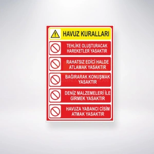 Havuz Kuralları Sticker 20X28 Cm