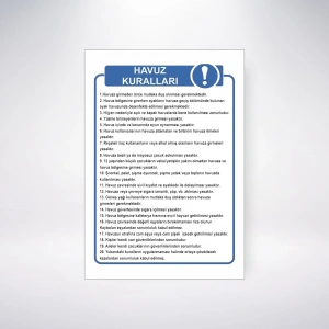 Havuz Kuralları Sticker 20X28 Cm