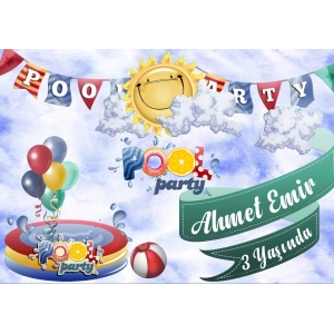 Havuz Partisi Temalı Doğum Günü Afişi 100X150 cm