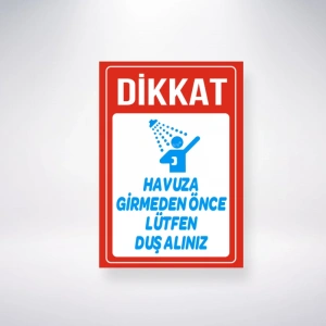 Havuza Girmeden Önce Duş alınız Sticker 20X28 Cm