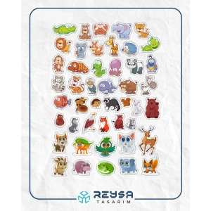 Hayvanlar Alemi Sticker Set 35 Parça Telefon, Tablet, Defter, Laptop Sticker