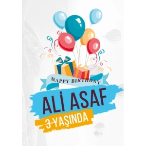 Hediyeler ve Balonlar Temalı Doğum Günü Afişi 50X70 cm