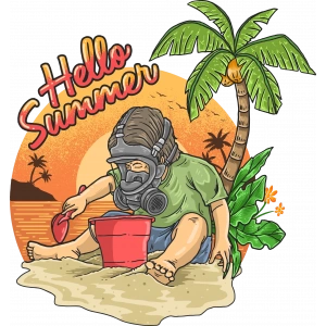 Hello Summer Sticker 10x10 cmRenkli Sticker