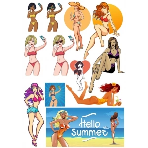 Hello Summer Sticker Set 1 13 Parça Telefon, Tablet, Defter, Laptop Sticker