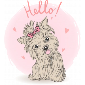 Hello! Yazılı Fiyonklu Köpek Duvar Stickerı