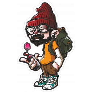 Hippi Sticker 10x10 cmRenkli Sticker