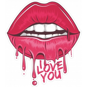 I Love You Dudak Sticker 10x10 cmRenkli Sticker
