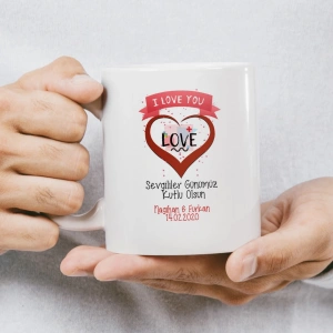 I love You Kalp Sevgililer Günü Kupası