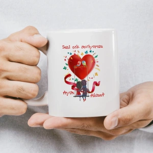 I Love You Kalpler Tutuşan Çift Kupası