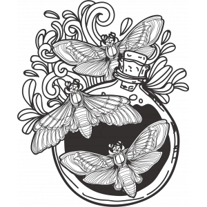 İksir Kelebekler Sticker 10x10 cmRenkli Sticker