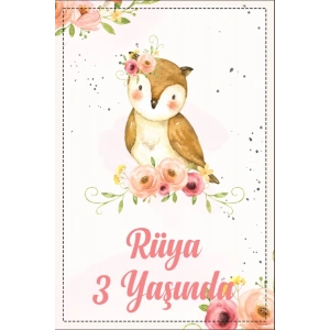 Baykuş Temalı Doğum Günü Afişi 70X100 cm