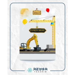 İş Makinaları Doğum Günü Afişi 70X100 cm