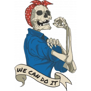 iskelet Kadın Sticker 10x10 cmRenkli Sticker