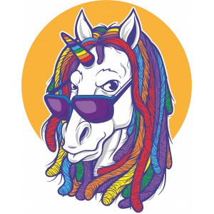 Renkli Unicorn Sticker 10x10 cmRenkli Sticker