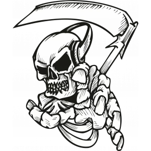 Azrail Kurukafa Sticker 10x10 cmRenkli Sticker