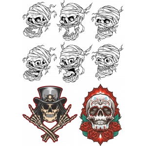 İskelet Sticker Set-1 8 Parça Telefon, Tablet, Defter, Laptop Sticker