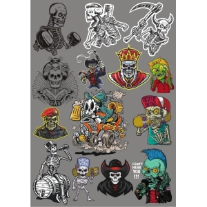 İskelet Sticker Set 14 Parça Telefon, Tablet, Defter, Laptop Sticker