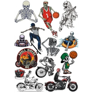 İskelet Sticker Set 5 15 Parça Telefon, Tablet, Defter, Laptop Sticker