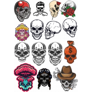 İskelet Sticker Set-6 15 Parça Telefon, Tablet, Defter, Laptop Sticker