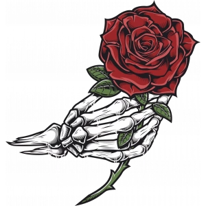 iskelet ve El Sticker 10x10 cmRenkli Sticker