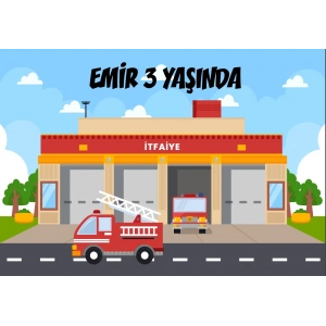 İtfaiye Temalı Doğıum Günü Afişi 50X70 cm