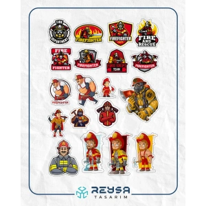 İtfaiyeci Sticker Set 3 20 Parça Telefon, Tablet, Defter, Laptop Sticker