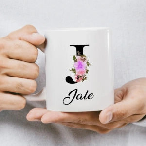 J Harfi Çiçekli İsme Özel Kupa