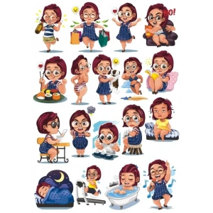 Kadın Stciker Set-4 15 Parça Telefon, Tablet, Defter, Laptop Sticker