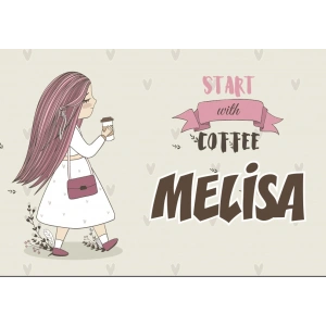 Kahve İçen Kız Doğum Günü Afişi 35X50 cm