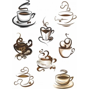 Kahve Sticker Set 8 Parça Telefon, Tablet, Defter, Laptop Sticker