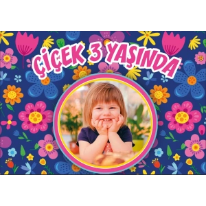 Çiçek Temalı Doğum Günü Afişi 100X150 cm