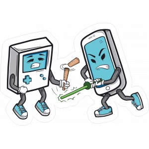 Dövüşen Konsollar Sticker 10x10 cmRenkli Sticker