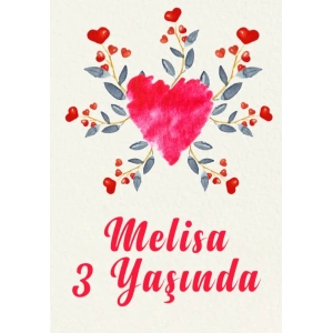 Kalp Temalı Doğum Günü Afişi 100X150 cm