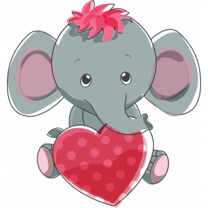 Kalp Tutan Fil Yavrusu Duvar Stickerı