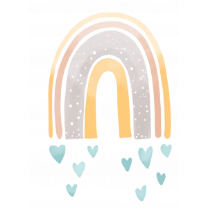 Kalp Yağmurlu Pastel Gökkuşağı