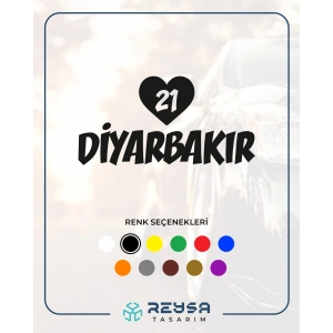 Kalpli 21 Diyarbakır Araba Sticker 17x17 Cm Siyah